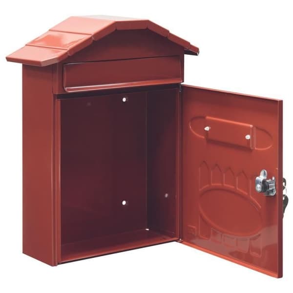 ARREGUI Villa E5002 Brevlåda i enkel stål, A4-storlek, tjock väggmonterad postlåda, regntät, röd