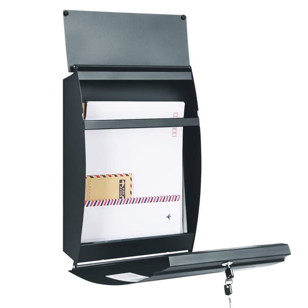 Mailbox - Wall Model - Lockable - Med visning af vinduer og nøgle - sort