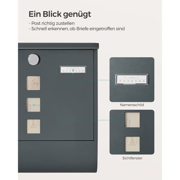 Letterbox - Med Lock & Newspaper Profession - Anthracite