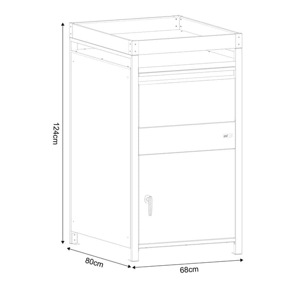 AXI Louis Metall Paketbrevlåda antracit med planteringslåda | Paketlåda för flera paket | Brevlåda med lås |68 x 80 x 124 cm