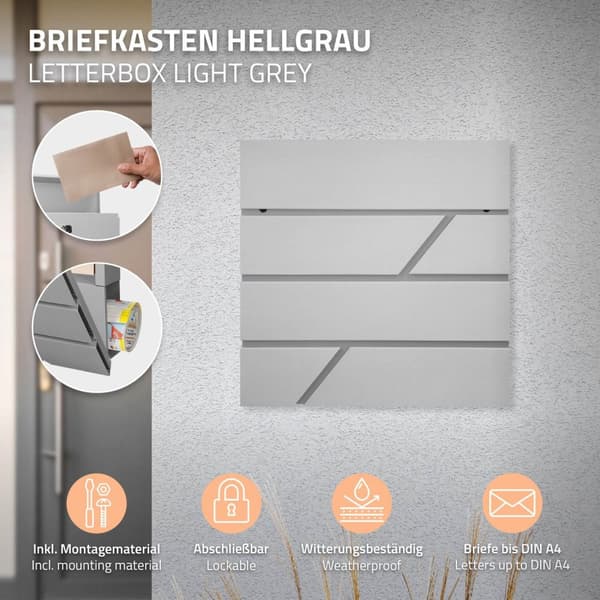 Brevlåda 37x36,5x11 cm antracit/svart marmorlook stål ML design