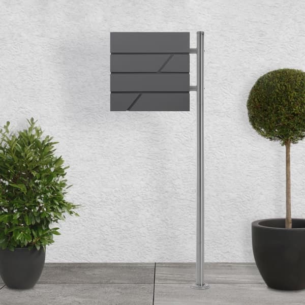 Standerbrevkasse med avisrum 37x37x11 cm antracit rustfrit stål ML-design