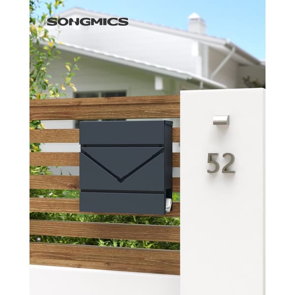 Väggpostlåda, SONGMICS, 37x10,5 cm, Antracit.
