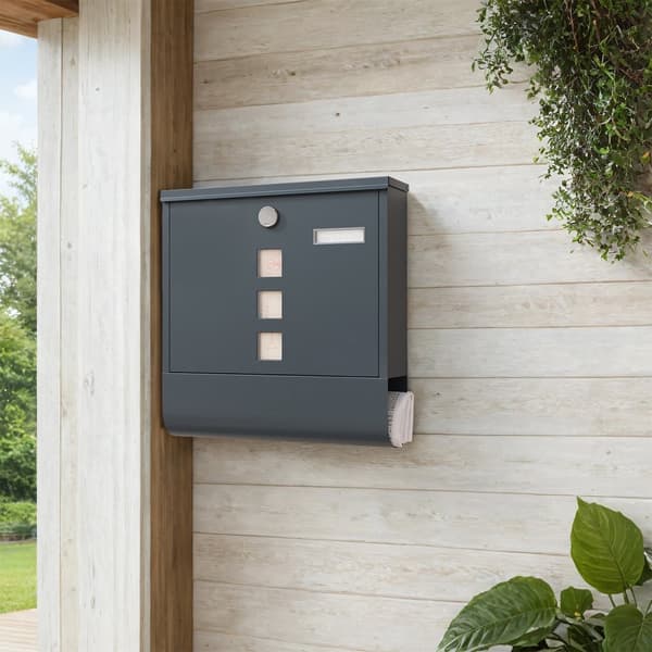 XXL Letterbox - 11 x 37 x 37 cm, ruostumattomasta teräksestä sanomalehden osastolla