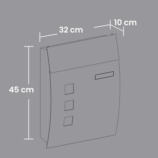 Postkasse, 32x10x45 cm, Antracit