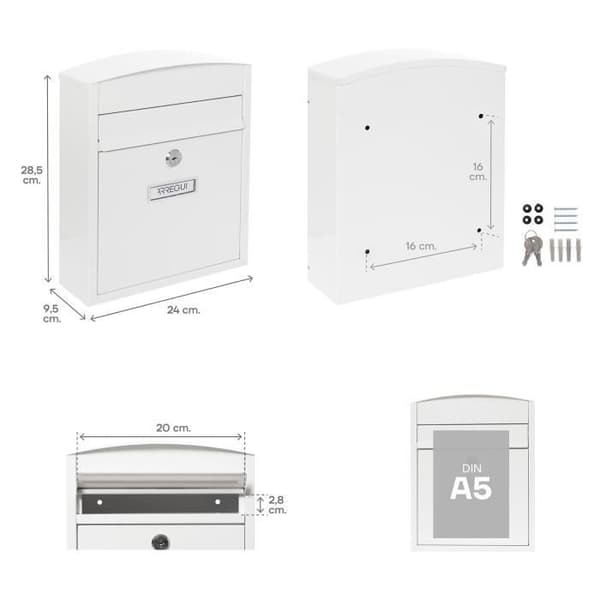 ARREGUI Compact E5731 Stålpostlåda, utomhuspostlåda, väggmonterad postlåda, regntät