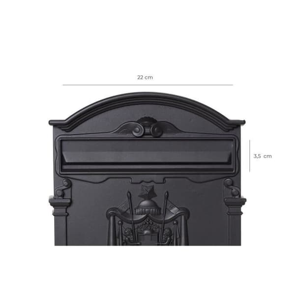 Väggmonterad postlåda - Arregui - D-2151-N - Aluminium - Svart - Storlek M (A4)