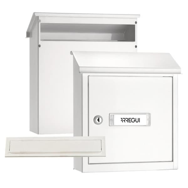 ARREGUI V4031 Pack Entrémun + Stålbrevlåda för dörr, vägg och port, 23 x 3 cm spår, A5-format, vit