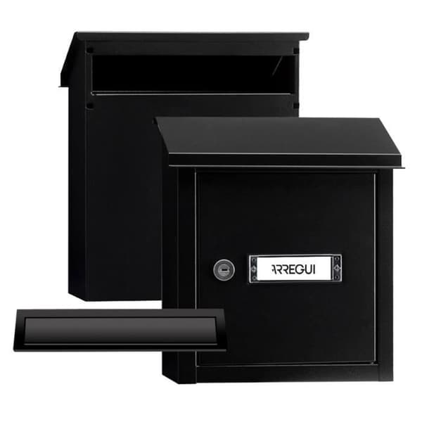 ARREGUI V4034 Pack Entrémun + Stålbrevlåda för dörr, vägg och grind, 23 x 3 cm spår, A5-storlek, svart