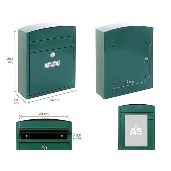ARREGUI Compact E5733 stålpostlåda, utomhuspostlåda, väggmonterad postlåda, regntät