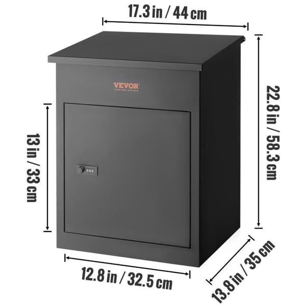 Paketlåda - VEVOR - 44 x 35 x 58,3 cm Galvaniserat stål Låsbar kod - Fristående Väggmontering Stöldskyddsdeflektor