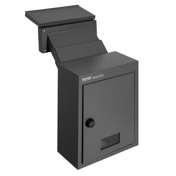 Inbyggd Vägghängt Brevlåda-VEVOR-320x158x430 mm-för Brev Checkar Nycklar Hem Kontor-Svart