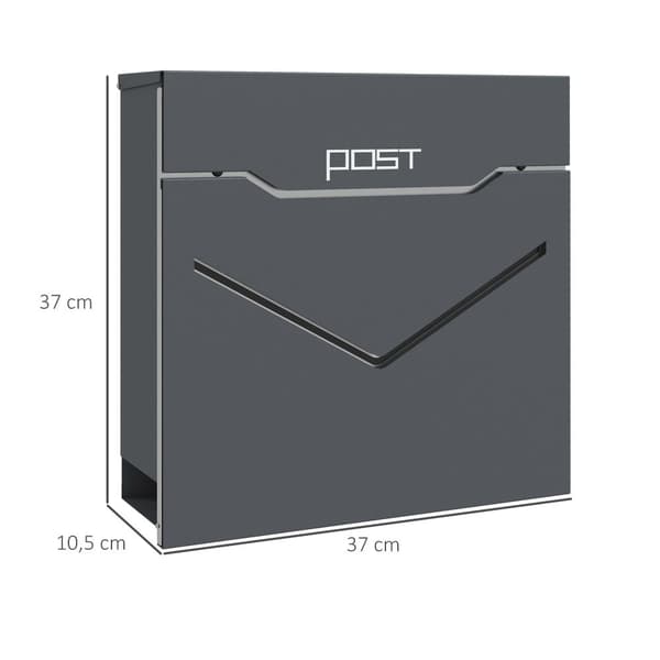 Vægpostkasse, 37x10.5x37 cm, Antracit