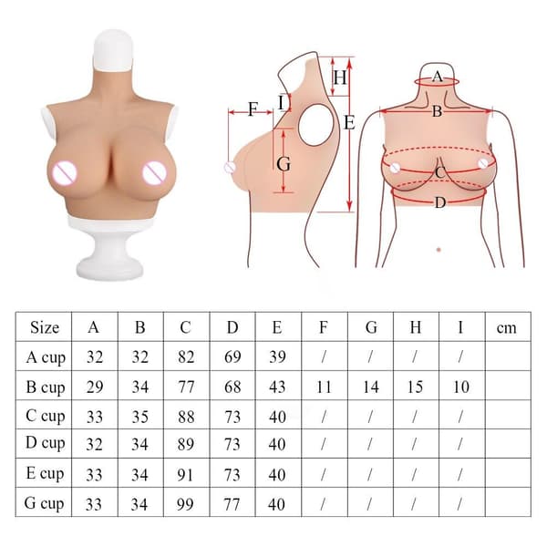 Päivitys 6G High Collar Neck Keinotekoinen silikonirinta, Crossdresser Drag Queen