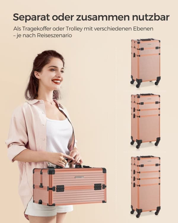 Rootz Champagne Gold Kosmetikfodral - Makeup Organizer - Skönhetsförvaring - Aluminiumram - MDF - ABS-plast - 34 cm x 24 cm x 79,3 cm - 7 kg - 15 kg K