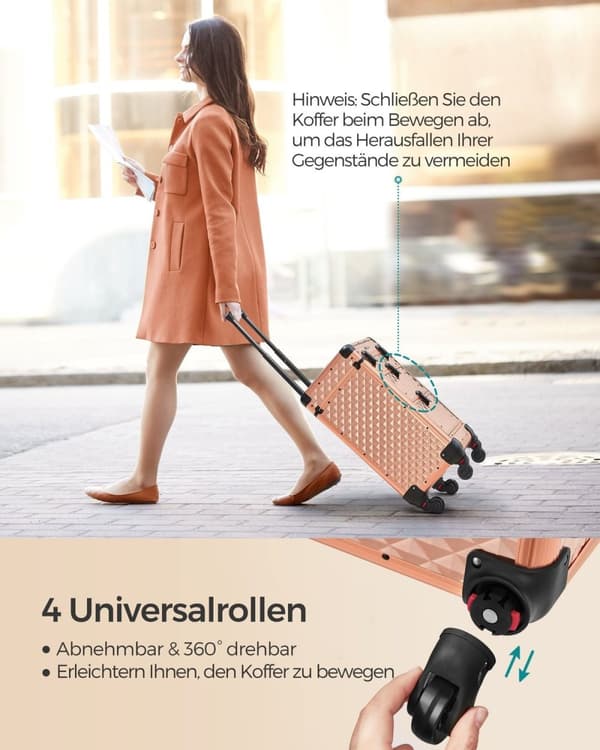 Rootz Champagne Gold Kosmetiketui - Makeup Organizer - Skønhedsopbevaring - Aluminiumsramme - MDF - ABS-plastik - Bærbar - Letvægts - Rummelig - 34cm