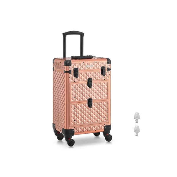 Rootz Champagne Gold Kosmetiketui - Makeup Organizer - Skønhedsopbevaring - Aluminiumsramme - MDF - ABS-plastik - Bærbar - Letvægts - Rummelig - 34cm