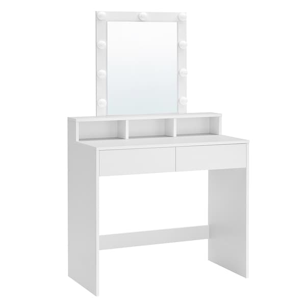 Sminkebord med LED-speil - Justerbar Belysning, Romslig Oppbevaring