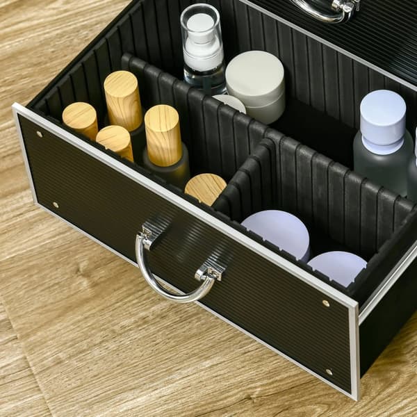 Rootz Trolley Cosmetic Case - Makeup Vanity - Beauty Organizer - Telescopic Handle & Wheels - 36L X 23W X 58H CM - Secure & Portable