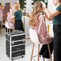 Miniatyrbillede 2 af 7: Rootz Trolley Cosmetic Case - Makeup Vanity - Beauty Organizer - Telescopic Handle & Wheels - 36L X 23W X 58H CM - Secure & Portable
