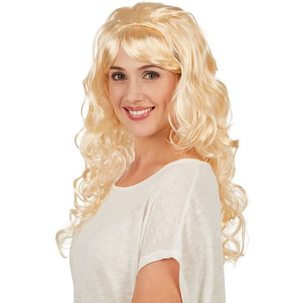 Blond paryk i hippie stil - gul