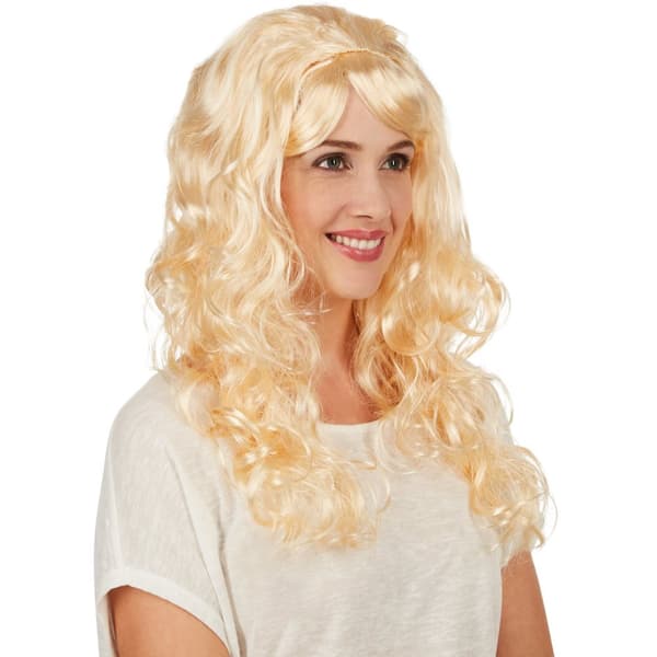 Blond paryk i hippie stil - gul