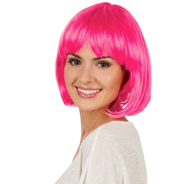Paryk med bob frisure - pink