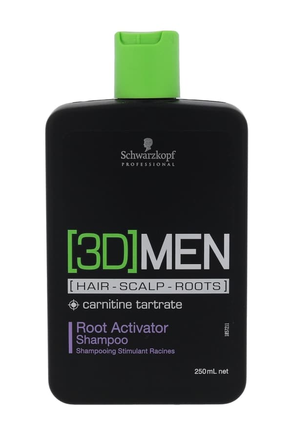 Schwarzkopf 3Dmen Root Activator, Menn, Profesjonell, Sjampo, Hårtap, Tynt hår, Sort, Blond, Brun, Kastanje, Rød, 250 ml