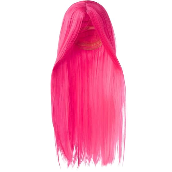 Paryk med langt glat hår - pink