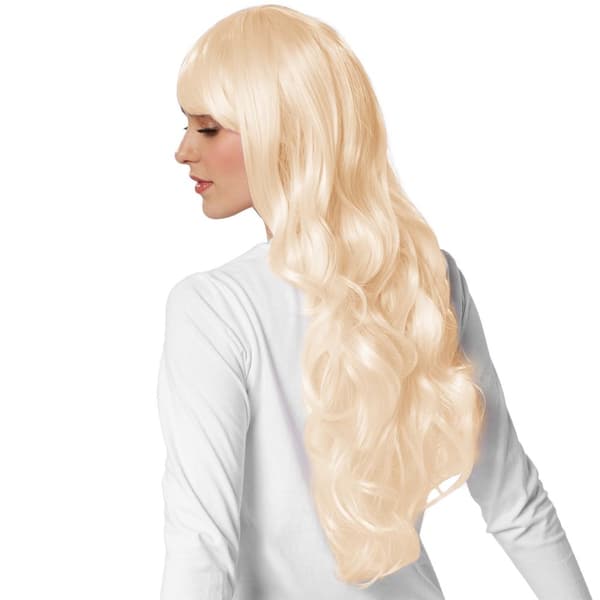 Paryk med langt krøllet hår - blond