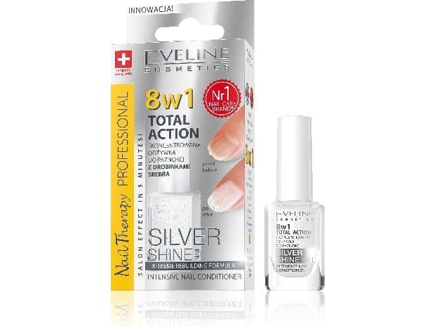 Eveline Nail Therapy Varnish conditioner Total Therapy 8in1 Silver Shine 12ml