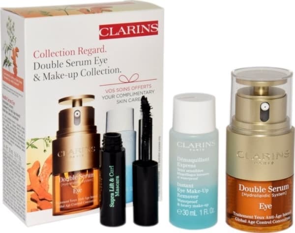 CLARINS SET (DOUBLE SERUM EYE 20ML + INSTANT EYE MAKE-UP REMOVER 30ML + MASCARA 3ML)