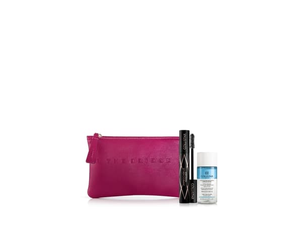 COLLISTAR_SET XMas 2023 Impeccabile ripsiväri Musta 14ml + Two-Phase Removing meikinpoistoaine 35ml + kosmetiikkalaukku Fuchsia