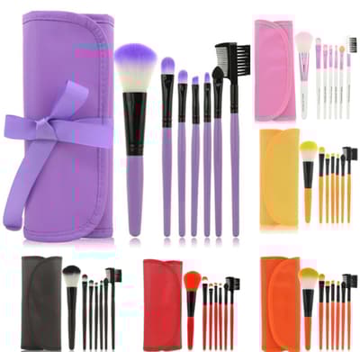 7st sminkborstar, professionellt make up set med fodral