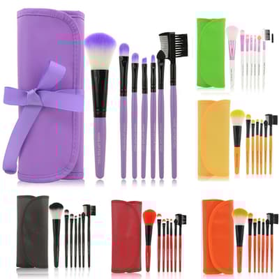 7st sminkborstar, professionellt make up set med fodral