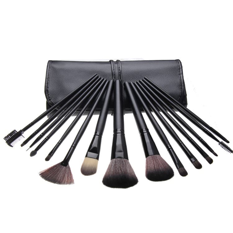 15 pcs professional make-up brushes in leather case