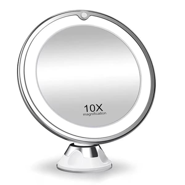 Sminkespeil med sugekopp, LED-lys og x10 Forstørrelse