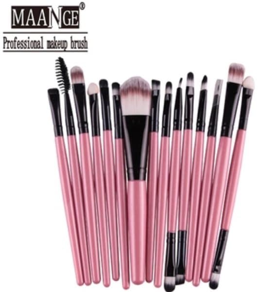 15in1 Professionellt Sminkborstset från MAANGE ROSA/SVART ROSA/SVART