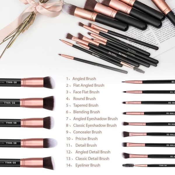 BS01 - BS-MALL 14 st. eksklusive Makeup / makeup børster av beste kvalitet