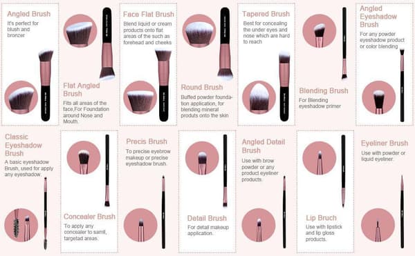 BS01 - BS-MALL 14 st. eksklusive Makeup / makeup børster av beste kvalitet