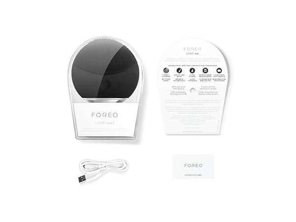 Foreo Luna Mini 2, Sykkivä, Musta, Universaali, Silikoni, Akku, Sisäinen