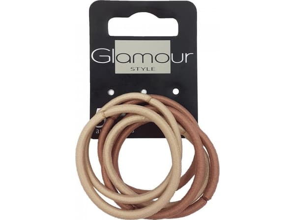 GLAMOUR_Hair elastics without metal Beige 6pcs