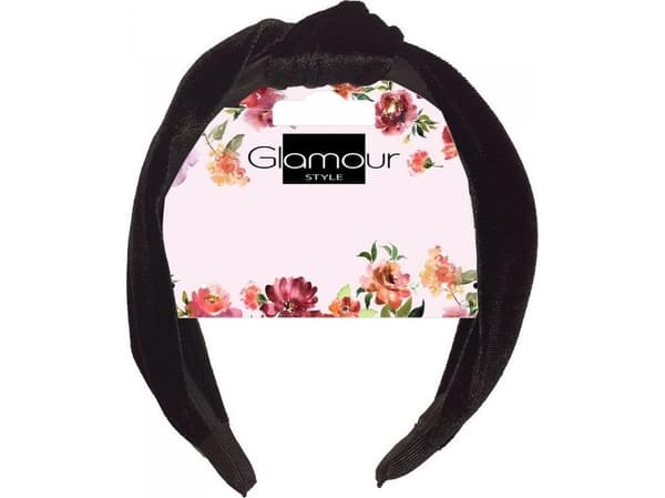 Glamour GLAMOR_Hårbånd i sort velour med knute