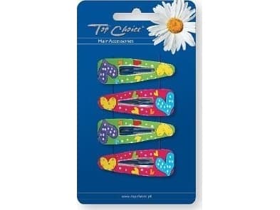 Top Choice Top Choice Hårtilbehør Clip "PYK" Røde og grønne hjerter 1 pakke-4 stk