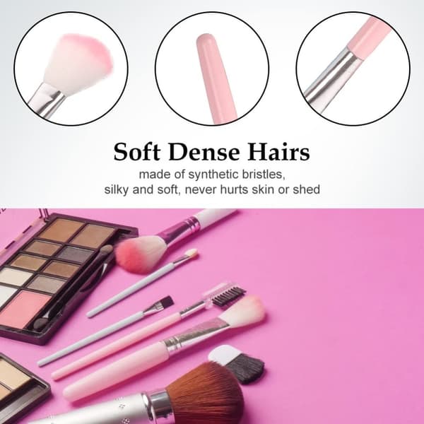 INF Sminkborstar Set med 5 make-up-borstar Rosa