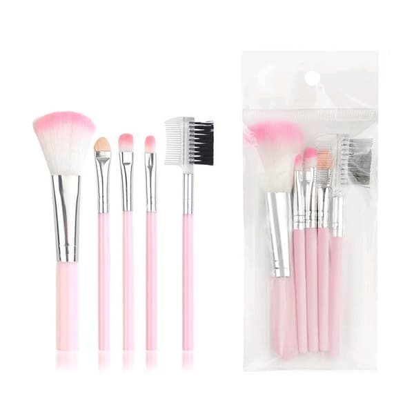 INF Sminkborstar Set med 5 make-up-borstar Rosa
