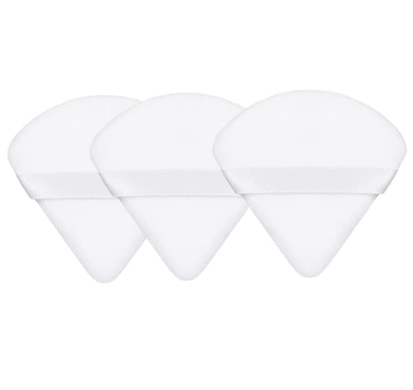 INF 3-pack Trekantig Puderpuff - Tvättbara sminksvampar - Svampar till Smink Vit3-pack