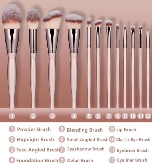 BS28 - BS-MALL 12 st. eksklusive Makeup / makeup børster af bedste kvalitet