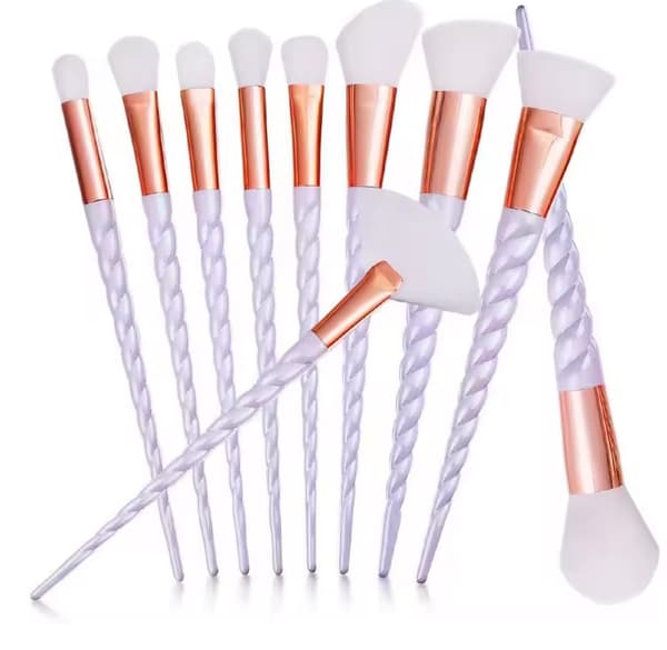 Professionella skonsamma sminkborstar 10-Pack, Unicorn Lila