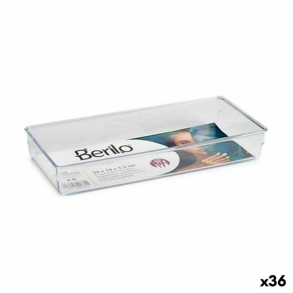 Multifunktionel organizer Berilo CH99113 Gennemsigtig Plastik 15,5 x 5,5 x 34,5 cm MULTIFUNKTIONEL (36 Enheder)